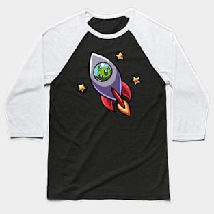 Alien Green Rocket Baseball T-Shirt